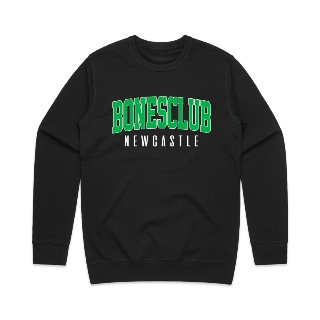 Bones Club Green Varsity Sweat - Black