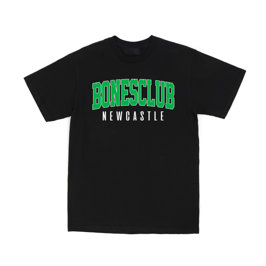 Bones Club Green Varsity Tee - Black