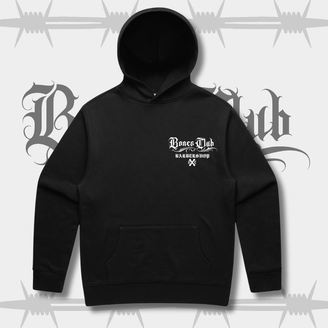 Bones Club Barbers Hood - Black