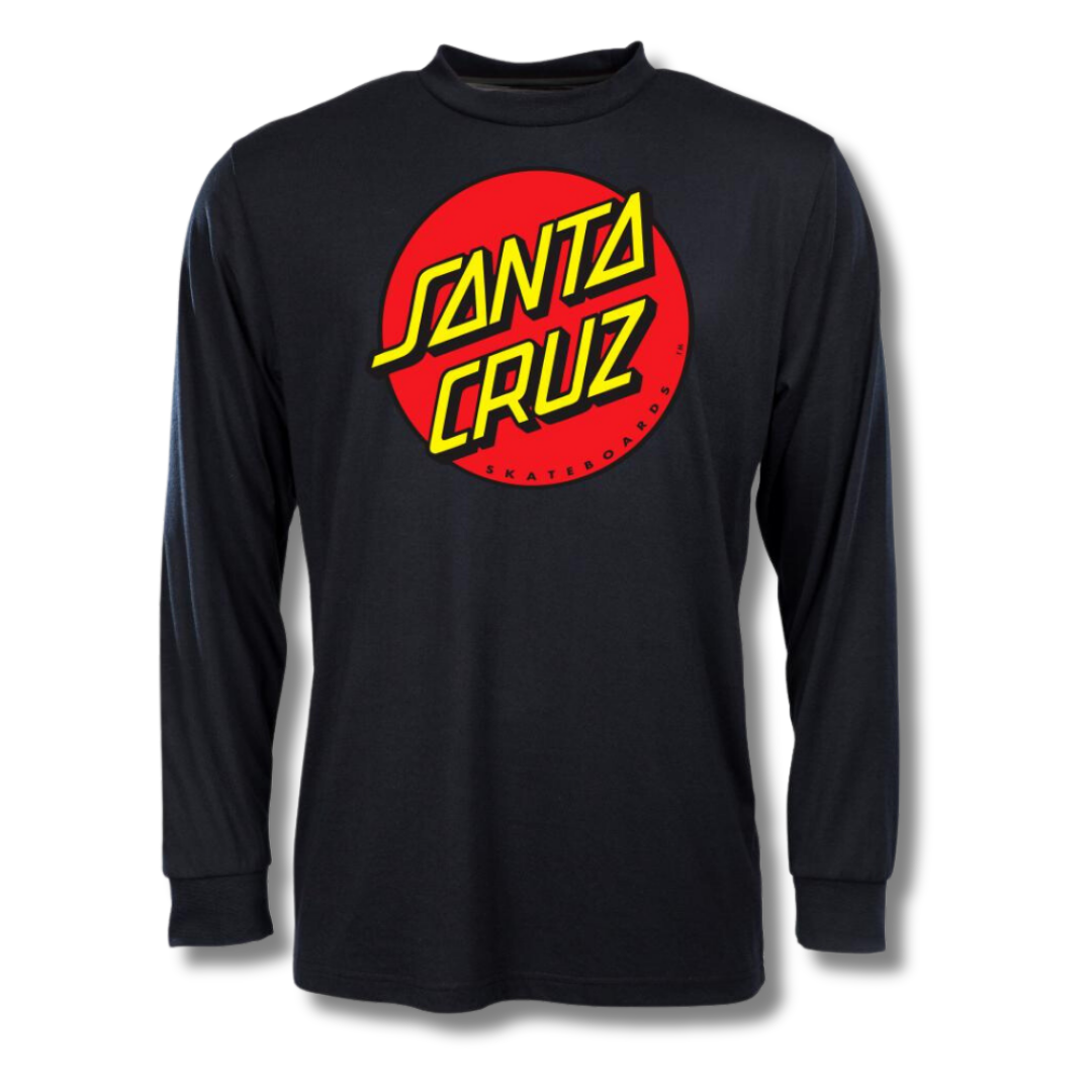 santa cruz longsleeve classic dot tee - black