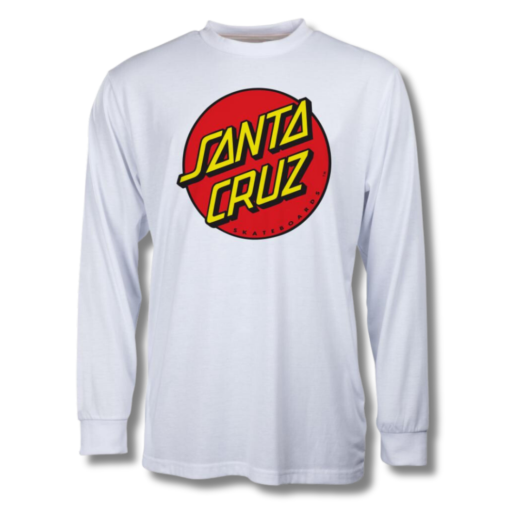 santa cruz longsleeve classic dot tee - white