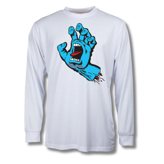 santa cruz longsleeve screaming hand tee - white