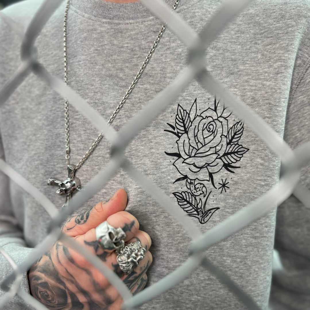 Tattoo Inspired Rose Sweatshirt