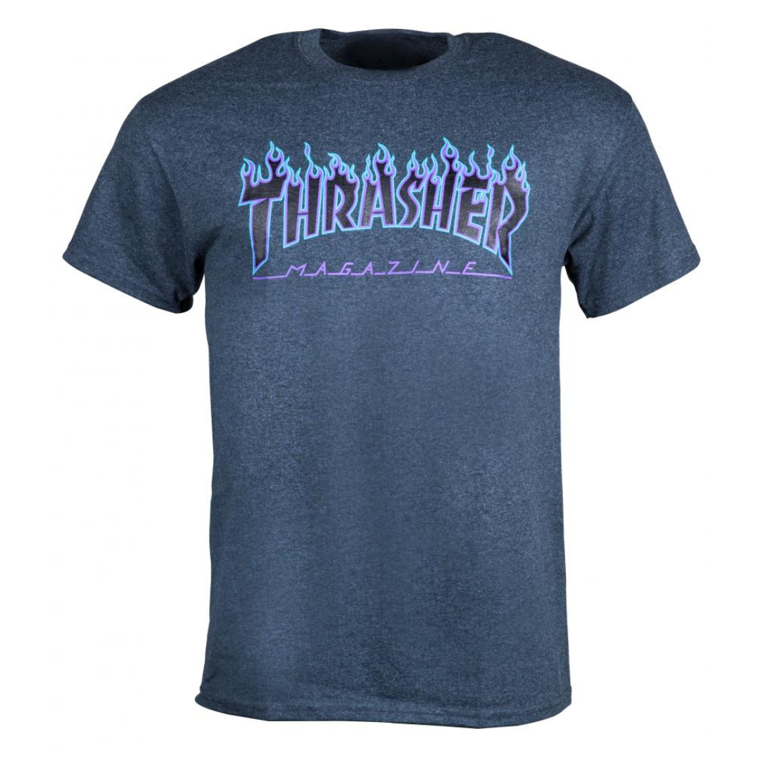 thrasher skate mag tee - dark heather flames