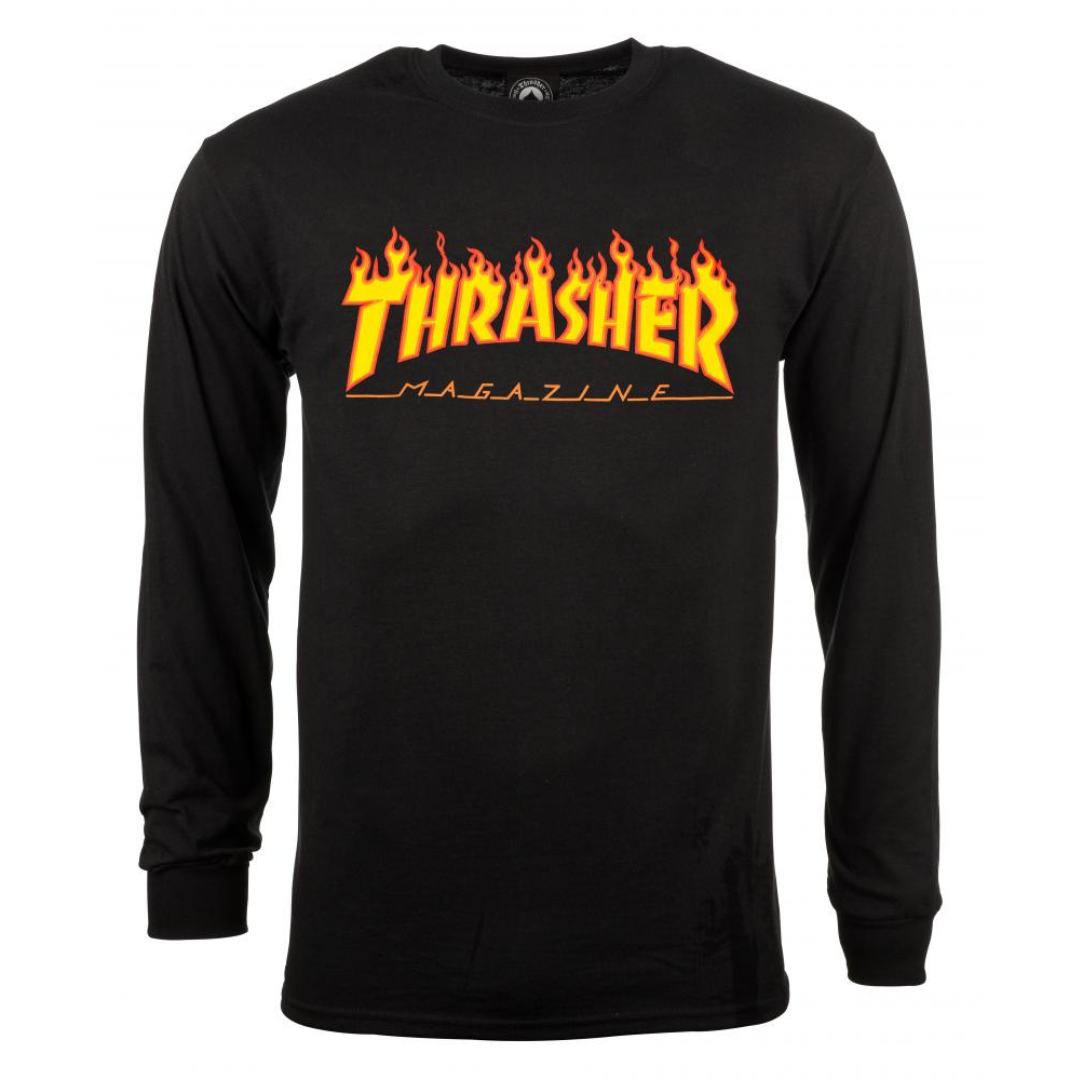 thrasher skate mag longsleeve tee - black flames