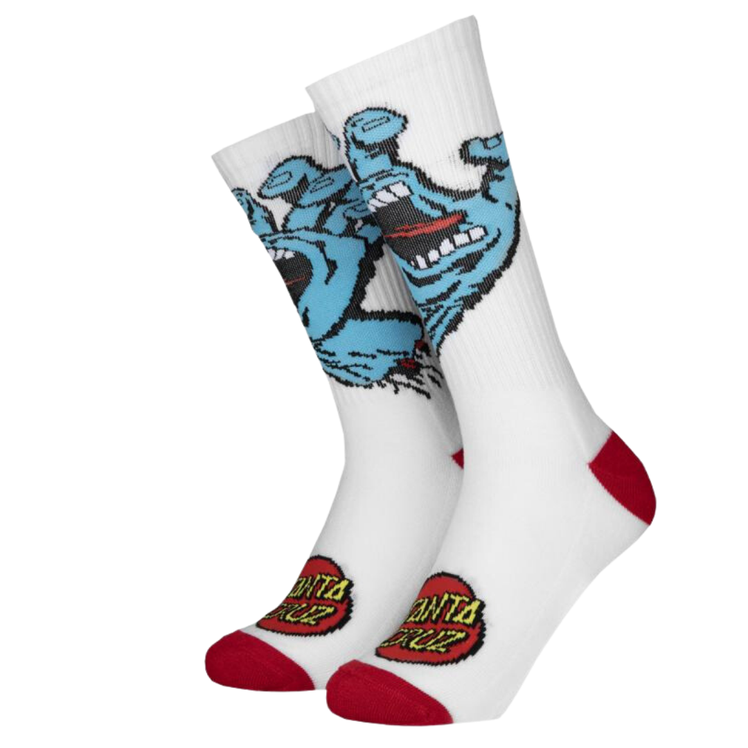 santa cruz screaming hand socks - white