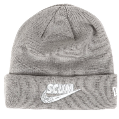 scum - tick new era beanie - grey